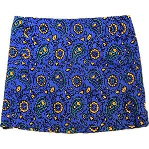 J. Crew Stretch Blue Paisley Mini Skirt size 10 zip and pockets